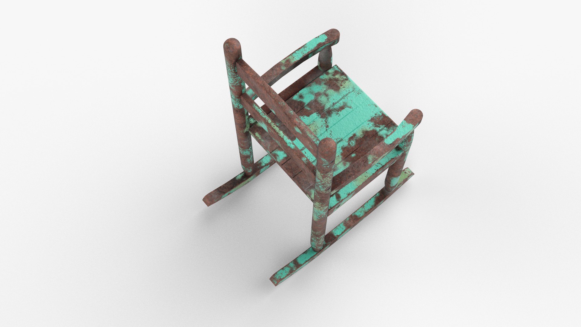 Chair No 9 Rocking Chair Cane Rocker Old Rusty Metal Version 3D Model ...