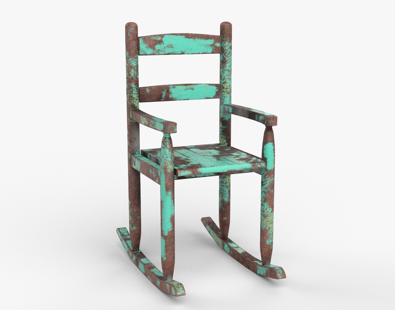 modelo 3d Chair No 9 Rocking Chair Cane Rocker Old Rusty Metal Version ...