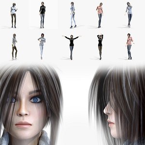 Female Woman Character Kenzie I 10 Standing Poses Pack 3D