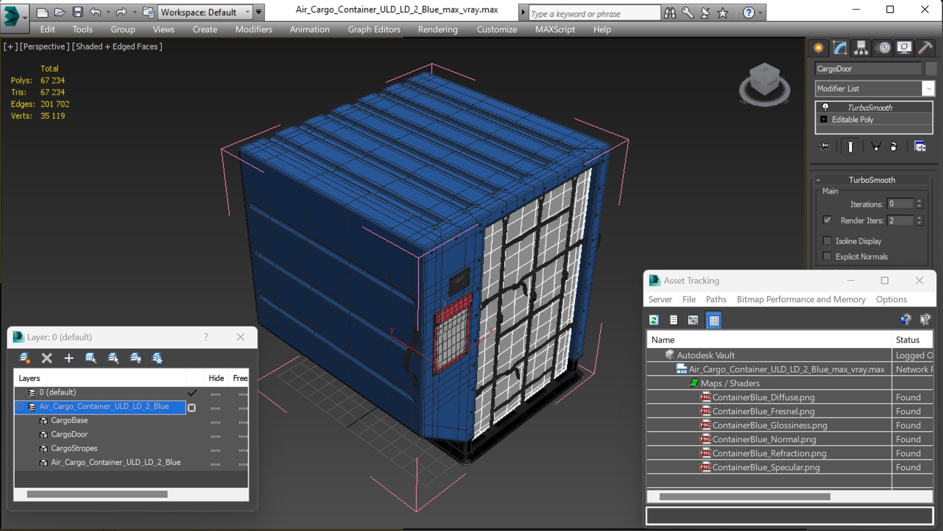 Air Cargo Container ULD LD 2 Blue model - TurboSquid 2065888