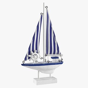 Wooden decorative model sailboat 3D