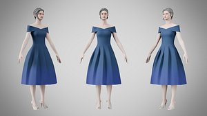 Dress 42 Single Blue 3D model