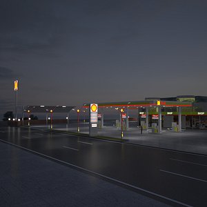 Shell Gas Station Night
