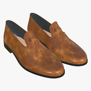 3D Leather Shoes Crocodile Yellow model
