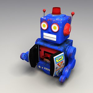 3d rigged rusty toy robot