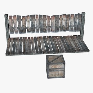 Wooden Fence And Deck And Crate
