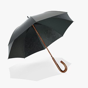 3D model Wooden Umbrella Open