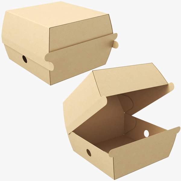 3D Detailed Burger Boxes Opened And Closed model