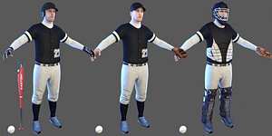 3D baseball players batter ball