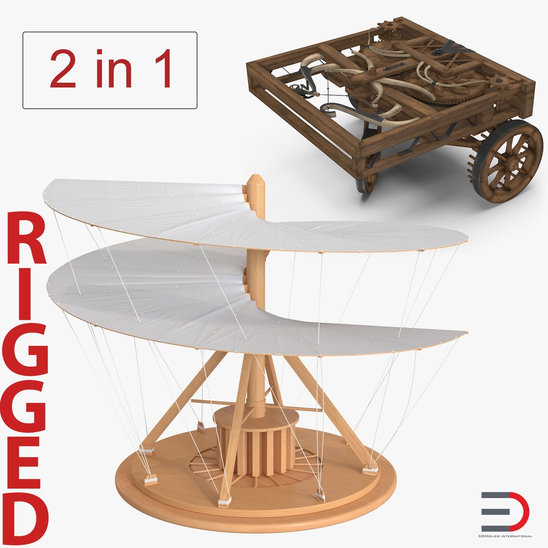 Leonardo da Vinci Rigged Vehicles Collection 3D model preview