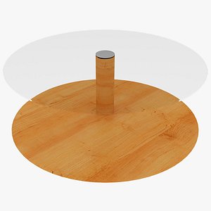 Wooden Clear Glass Round Coffee Table model