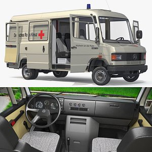 Mercedes Benz T2 507D Medical Transport Van Rigged for Maya 3D