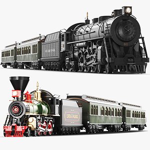 Two Full Detailed Steam Trains With Interior