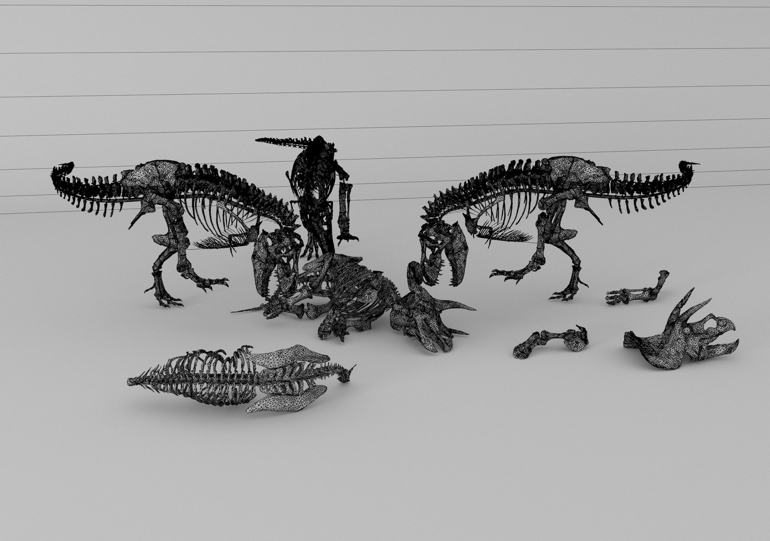 Industrial Wind Dinosaur Skeleton Fossil Specimen Model - TurboSquid ...