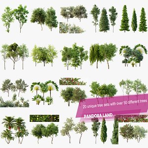 3D AV 20 unique tree sets with over 50 different trees model