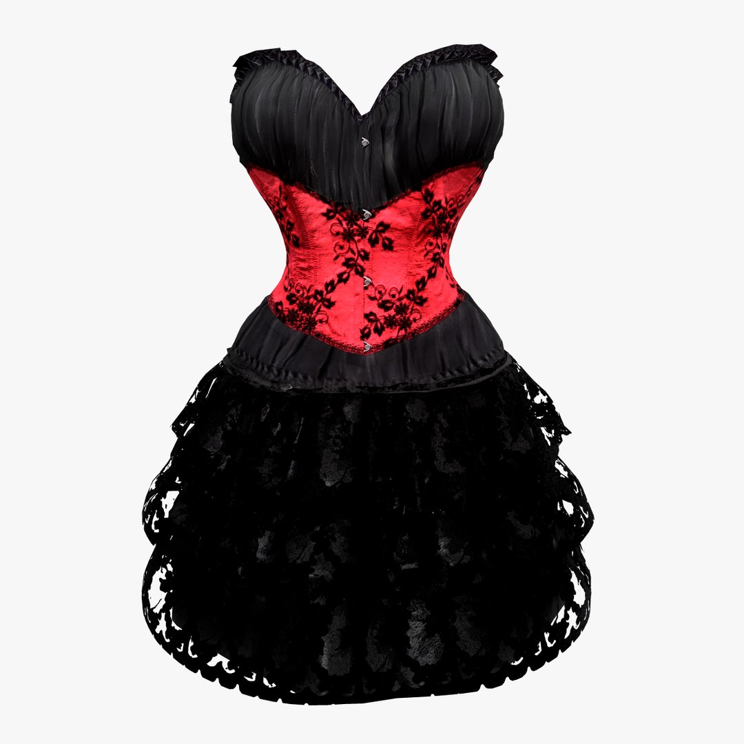 Burlesque Showgirl Lace Corset Dress model - TurboSquid 1854184