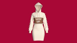 Girls Long Hooded Sweater - SAVAGE 3D model