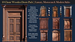 3D 10 Classic Wooden Doors Pack  Luxury Moroccan  Modern Styles model