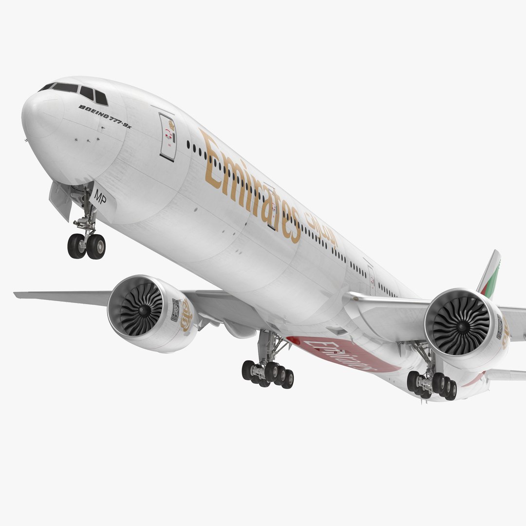 Boeing 777-9x Emirates Airlines Rigged 3D model preview