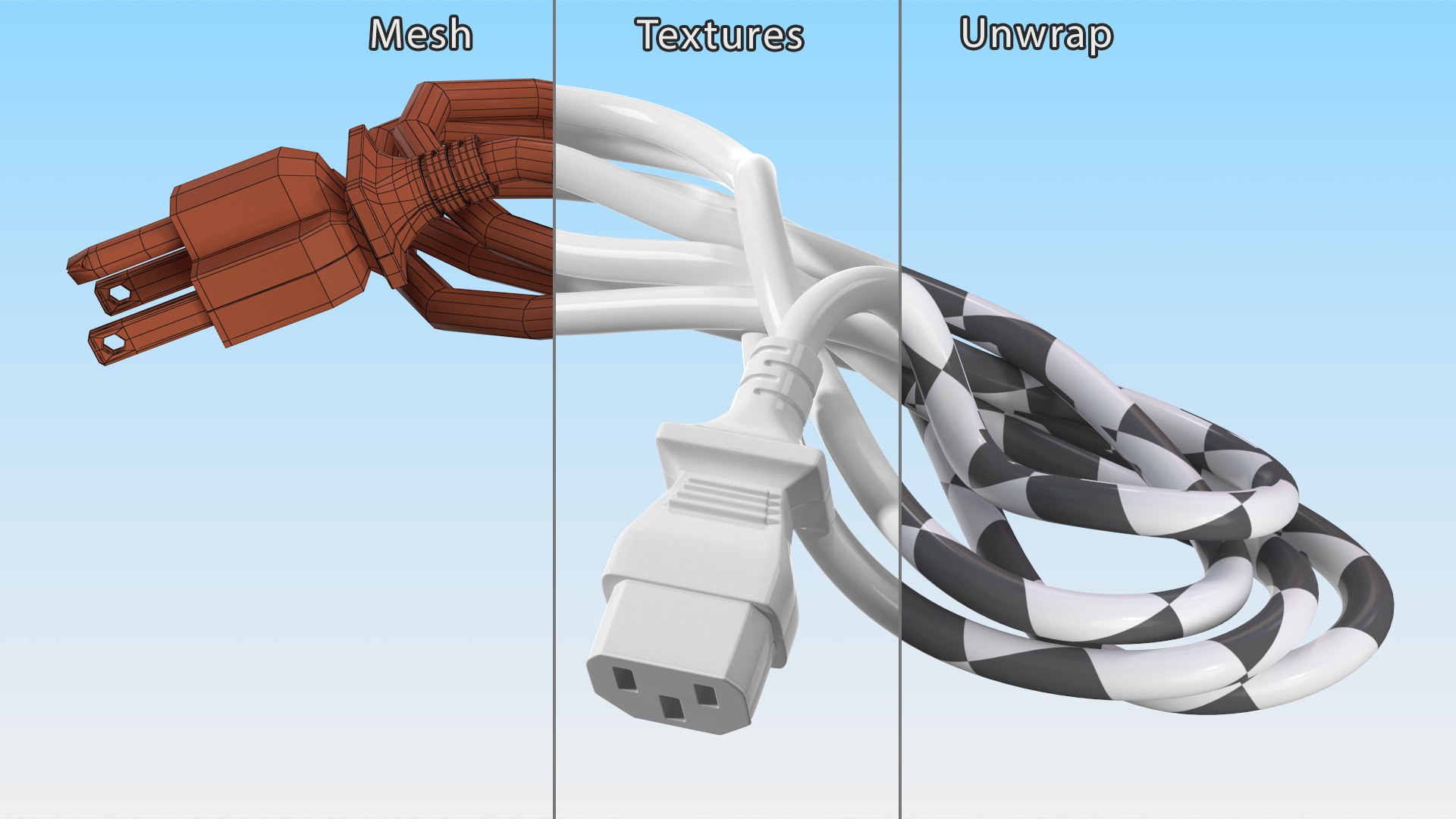 3D Power Cable With Plugs - TurboSquid 2261118