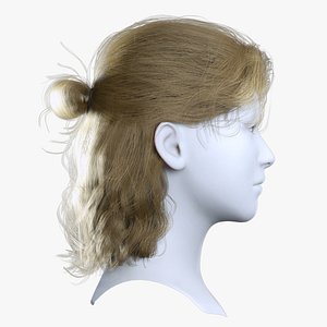 Casual Messy Bob with Organic Volume - Low Poly Game Ready 3D model