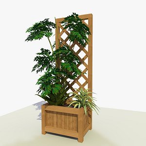 3D model Small Lattice Wooden Garden Planter