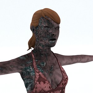 3D model laos Black Female Zombie