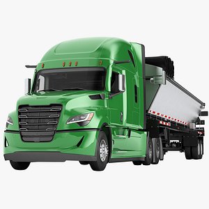 Semi Truck Sleeper Cab Generic Live Bottom Trailer 01 3D