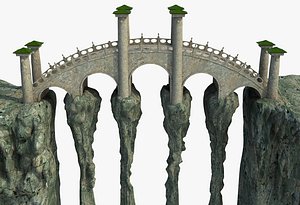 Fantasy Rock Mountain Bridge 3D