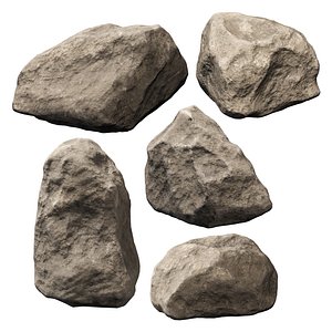 3D Low Poly Rocks Set 07