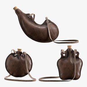 3 waterskin with texture 3D model