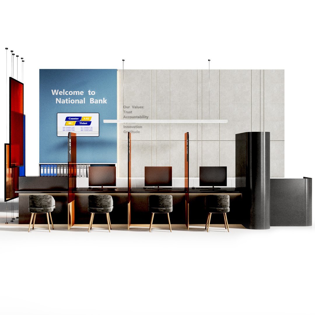 Bank Reception Counter 3D Model - TurboSquid 2418797