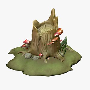 Stump in forest 3D model
