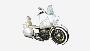 Motorcycle Cartoon B01 White Gold - Custom Vehicle 3D