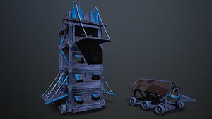 Siege tower battering-ram Low-poly model