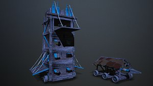 Siege tower battering-ram Low-poly
