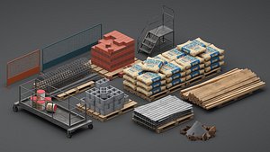 Construction Site Materials and Equipment Model Pack
