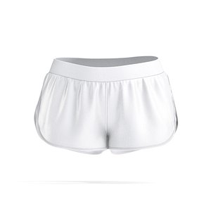White Women Sport Shorts - female jersey swimtrunks 3D model