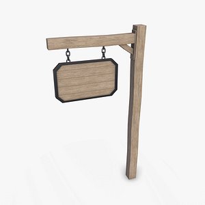 Old Medieval Sign Board 01 Low-poly PBR