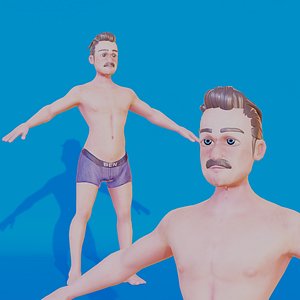 Stylized Cartoon Middle-Aged Man 3D Character Rigged