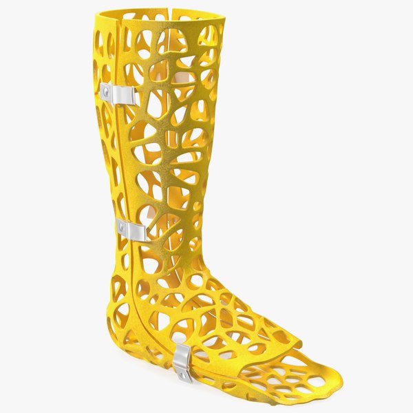 3D-Printed Orthopedic Cast Leg Yellow 3D model