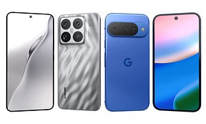 3D Google Pixel 10 Indigo And Xiaomi 15 Pro White Gray