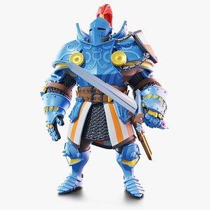 Stylized cartoon medieval knight hero 3D