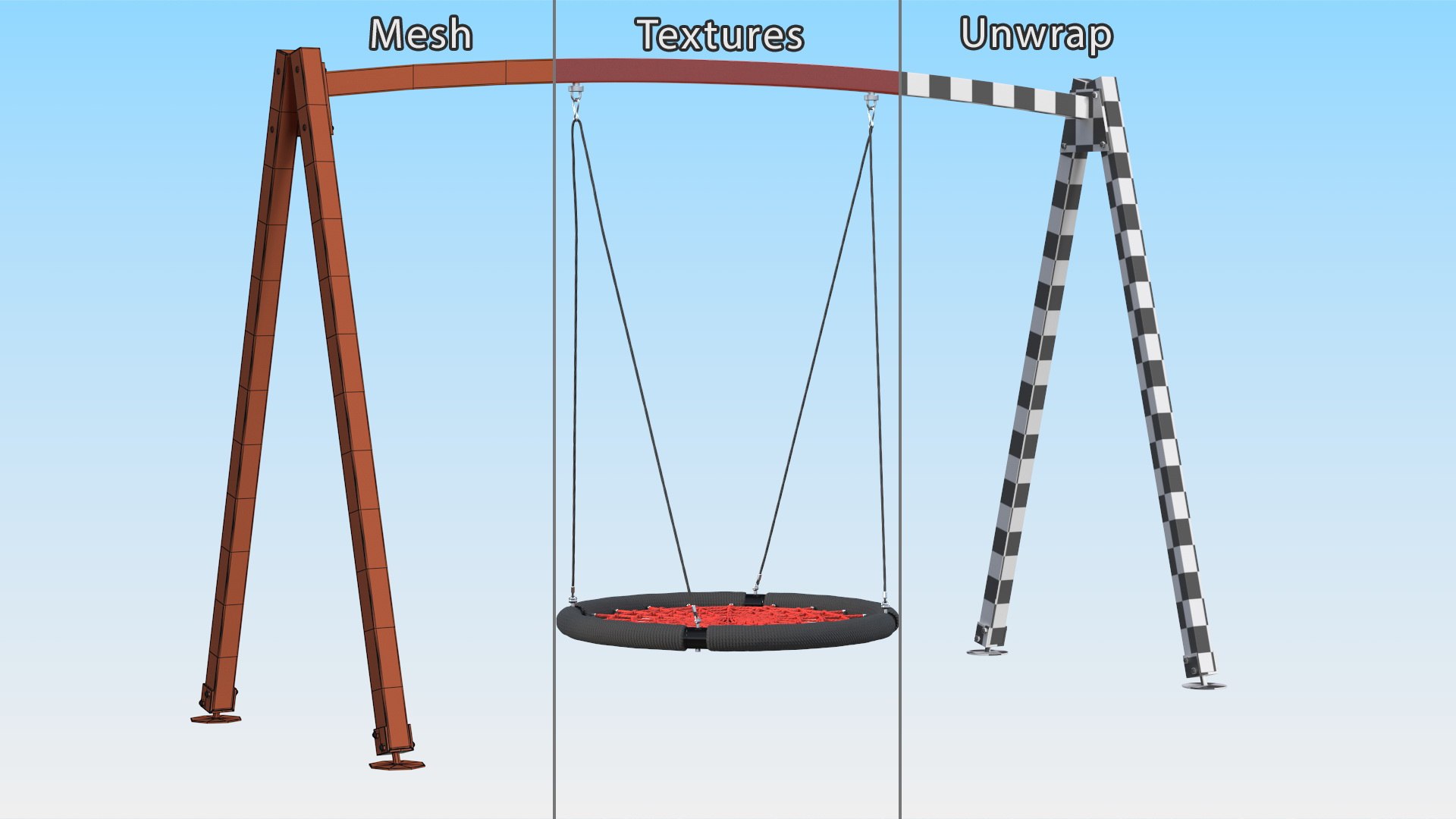 Net Swing for Kids Outdoor Red model - TurboSquid 2157056
