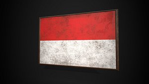 Old Picture Frame With Hesse Flag - Game Ready PBR Low-poly 3D Model model