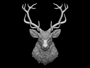 3D Deer head bas relief 3D print model model