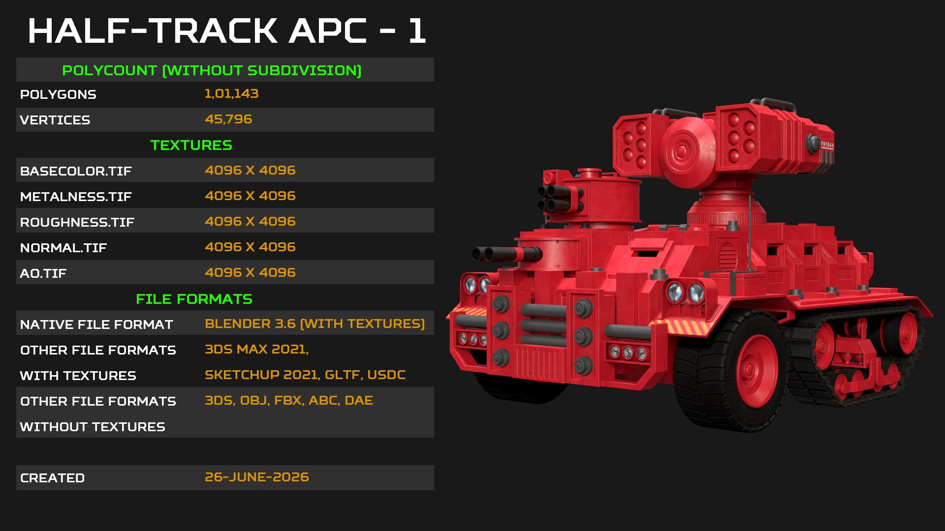 Half-track APC-1-Red-Clean 3D https://p.turbosquid.com/ts-thumb/2q/CzH6vF/xR/02/jpg/1782788964/1920x1080/fit_q87/3e9ab2249f164ab6cd66e73e78e87e57ff46b65b/02.jpg