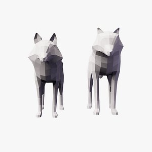 3D animals fox wolf