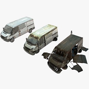 3D abandoned cars destroyed vehicles pack A2 model