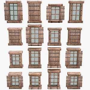 3D Medieval Windows Set model